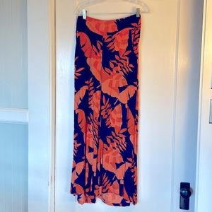 Ava Sky navy and orange flowy pants